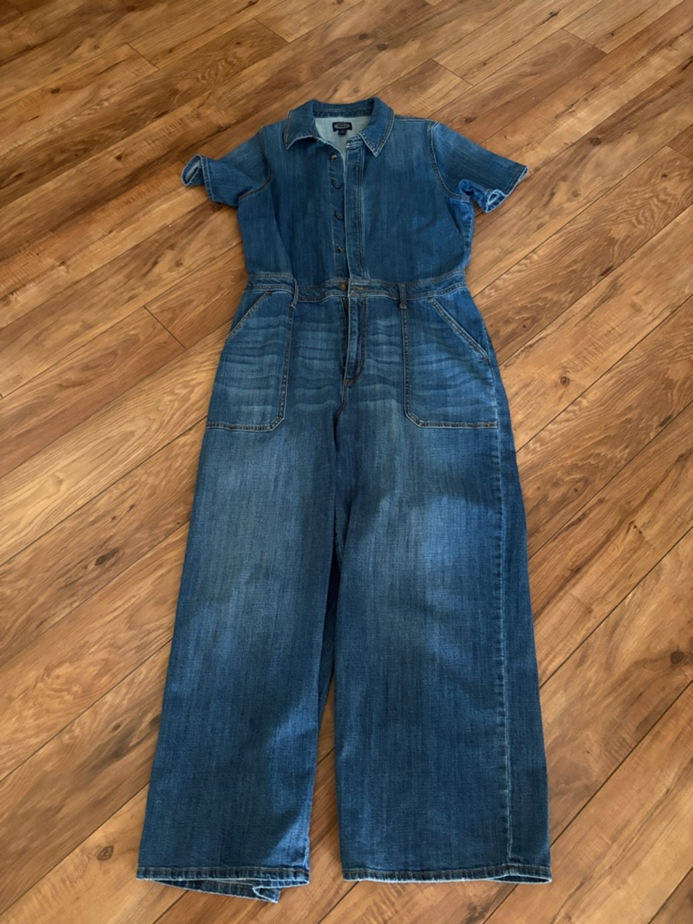 Denim jumpsuit.